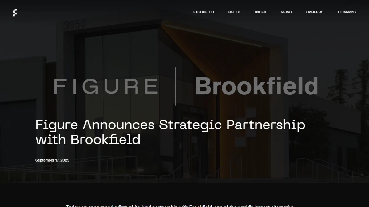 Screenshot of Figure × Brookfield strategic partnership, Figure · September 2025